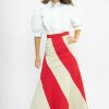 Women Batsheva | Cera Skirt In Red Cotton Twill Multi