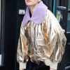 Women Batsheva | Alex Bomber Jacket In Metallic Leather Gold