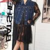 Women Batsheva | One-Of-A-Kind Vintage Denim Jacket With Lace Sleeves Multi