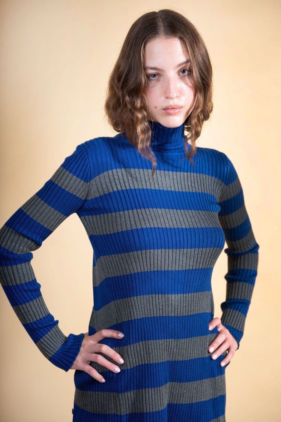 Women Batsheva | Mia Sweater In Blue & Grey Stripe Multi