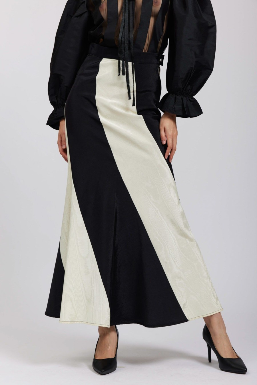 Women Batsheva | Cera Skirt In Cream & Black Moire Multi