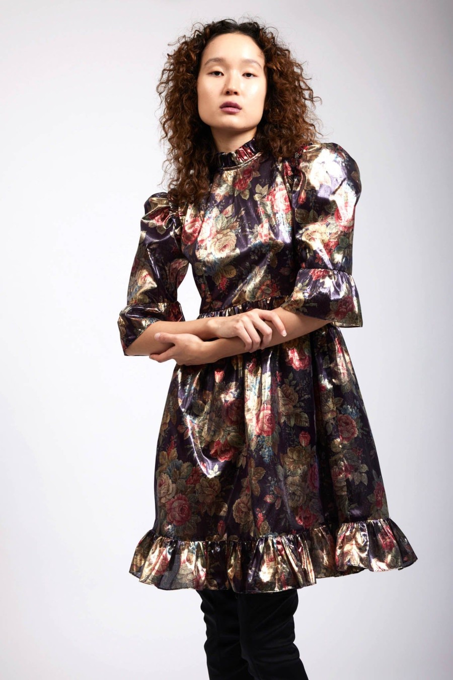 Women Batsheva | Spring Prairie Dress In Deadstock Chintz Lame Multi