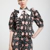 Women Batsheva | Moon Blouse In Black Watercolor Floral Multi