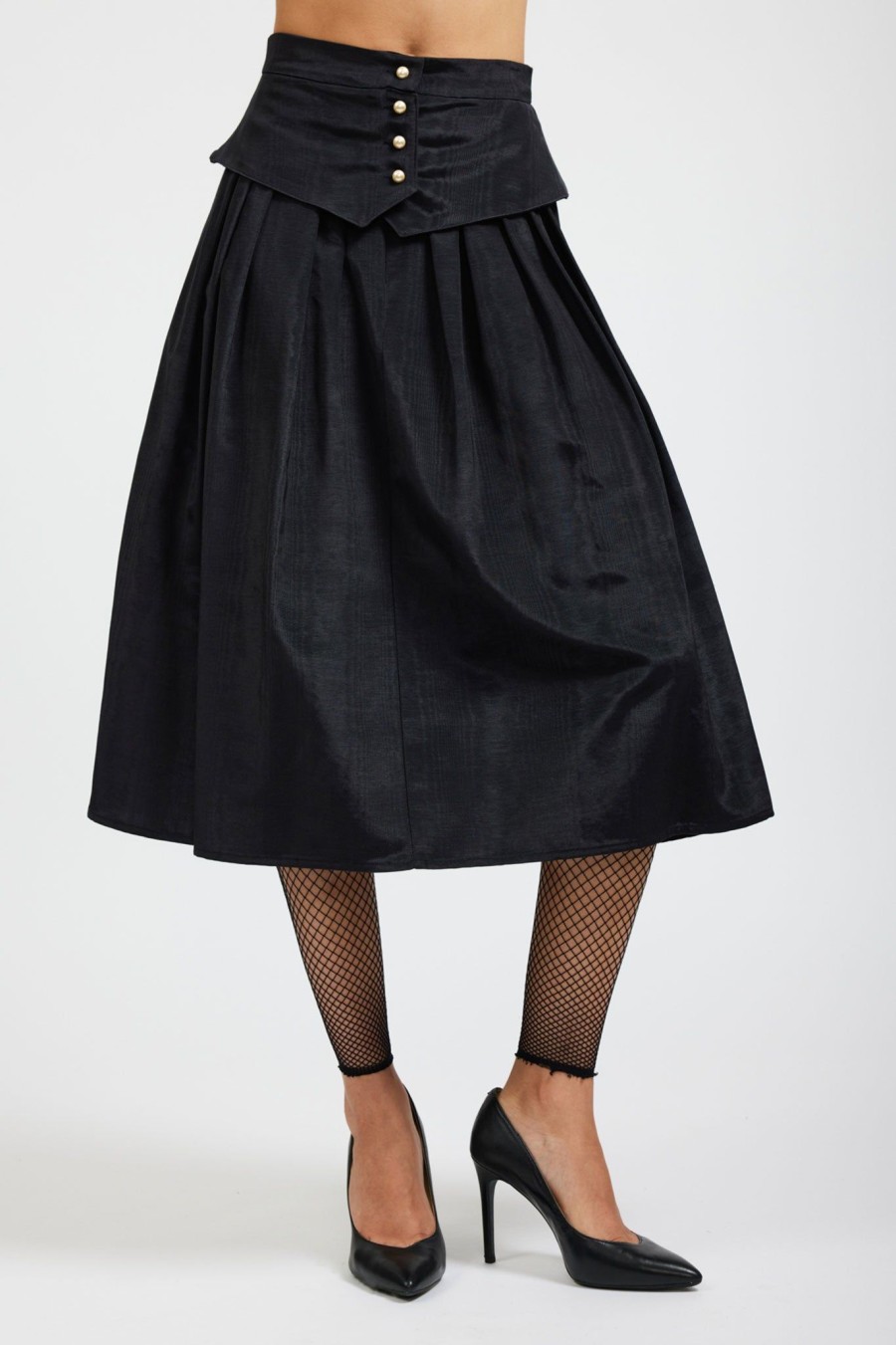 Women Batsheva | Landa Skirt In Moire Black