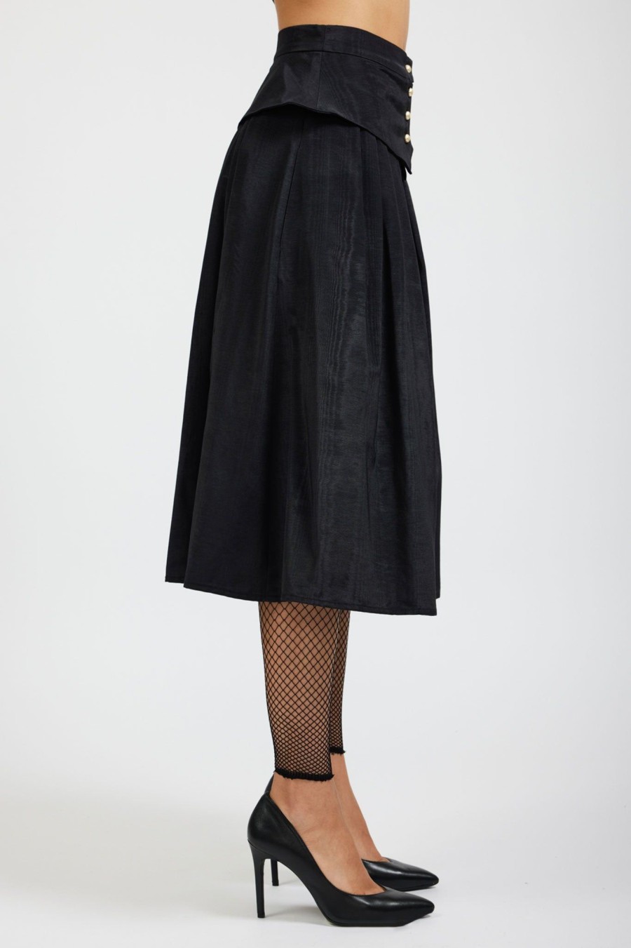 Women Batsheva | Landa Skirt In Moire Black