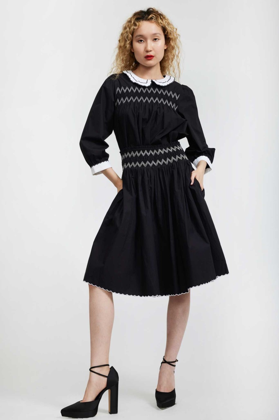 Women Batsheva | Smocked Skirt In Black