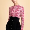 Women Batsheva | Turtleneck In Holly Berry Floral Red