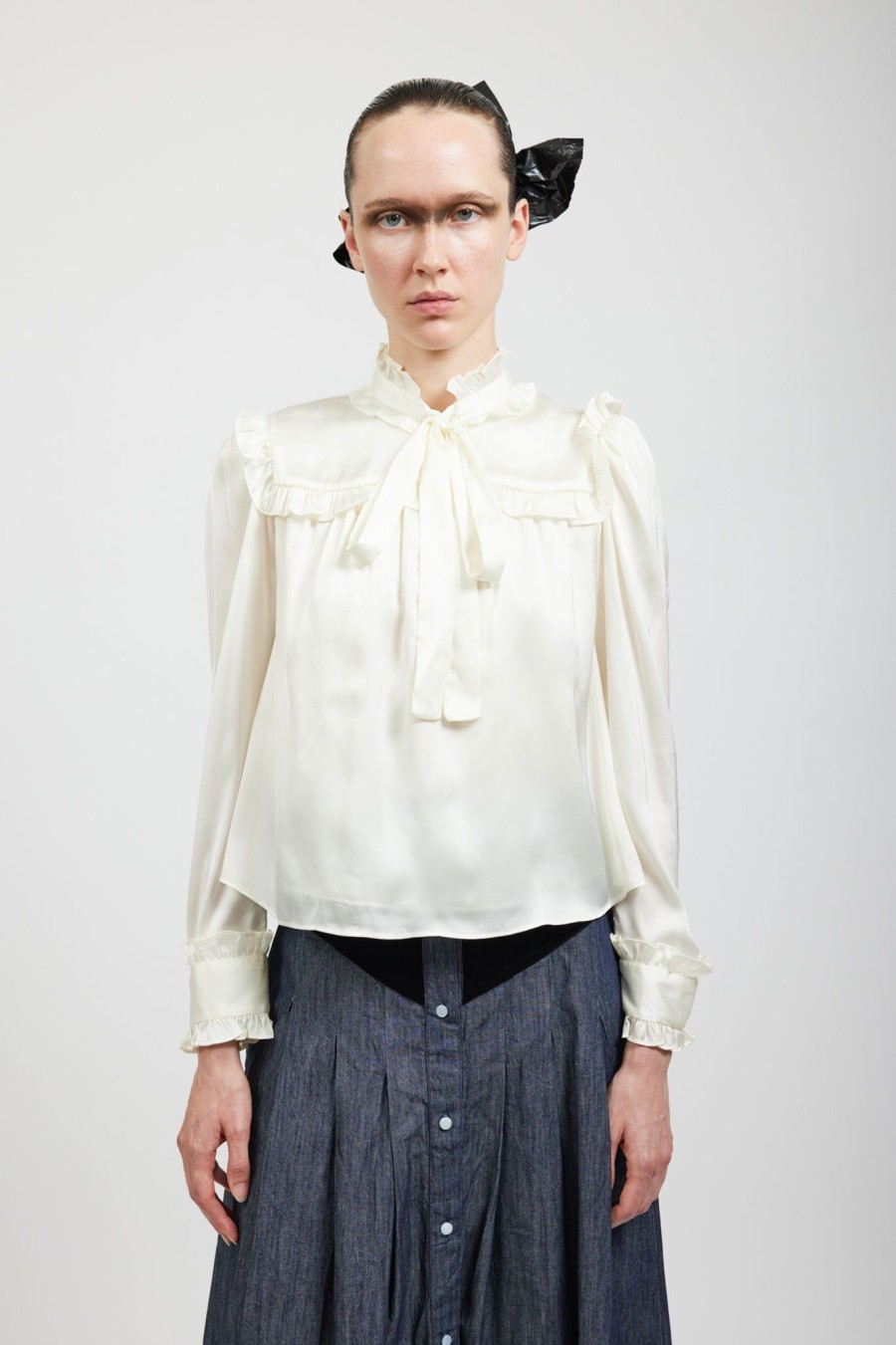 Women Batsheva | Mina Blouse In Satin Cream